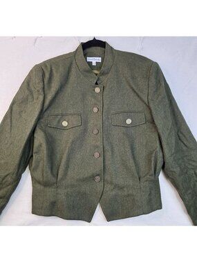 Vintage David Brooks Worsted Wool Jacket 12 Green Military 90s Old Money Preppy